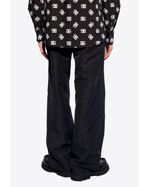 Dolce & Gabbana Black Logo Patch Straight-Leg Pants for men