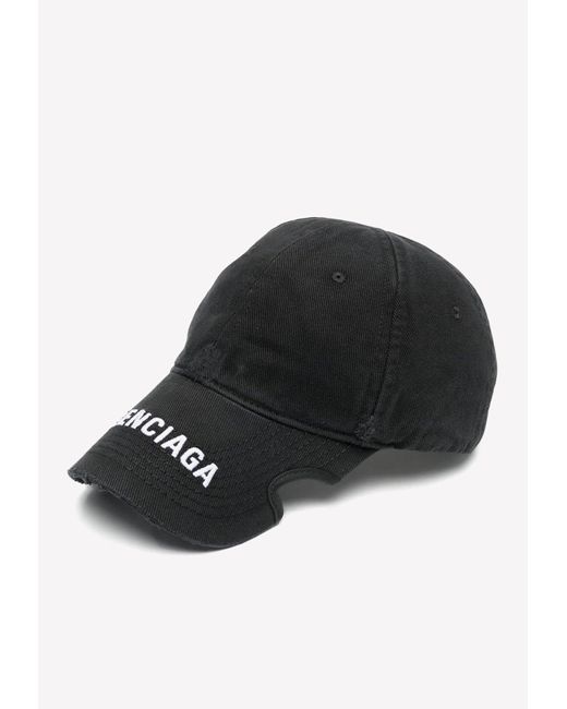 Balenciaga Cotton Embroidered Logo Baseball Notch Cap in Black Lyst