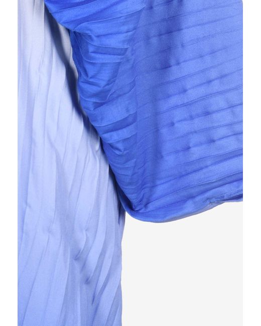 L'idée Blue De Luxe Pleated Crepe Gown