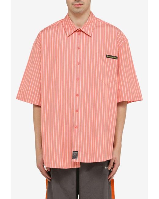 Martine Rose Pink Asymmetric Striped Short-Sleeved Shirt for men
