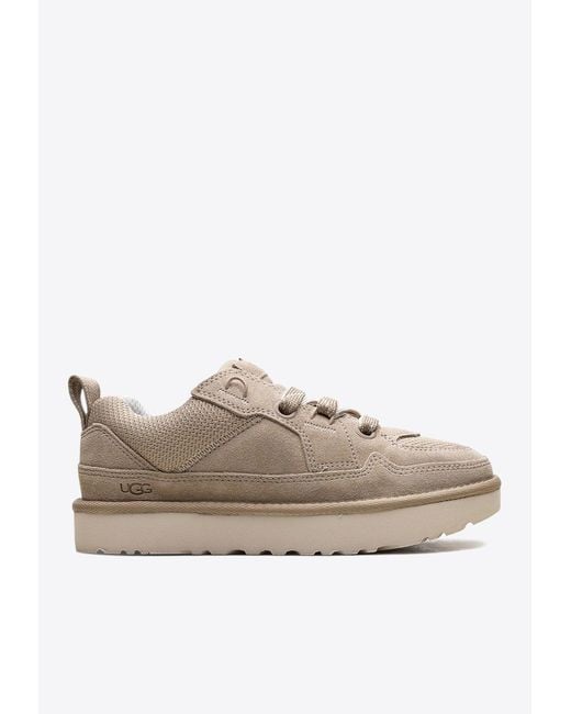 Ugg Brown Lo Lowmel Suede And Mesh Sneakers