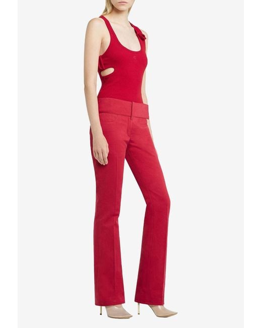 Courreges Red Bootcut Belted Pants