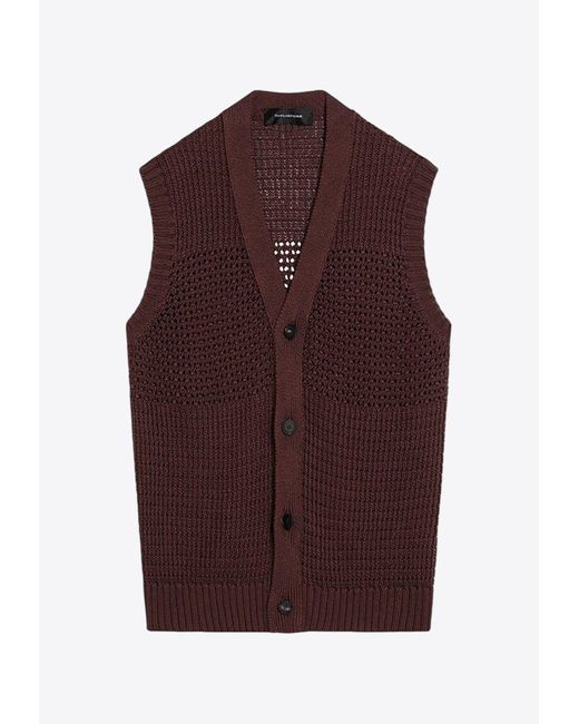 Tagliatore Purple Perforated Buttoned Vest for men