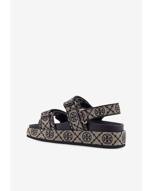 Tory Burch Blue Kira Monogram Jacquard Sandals