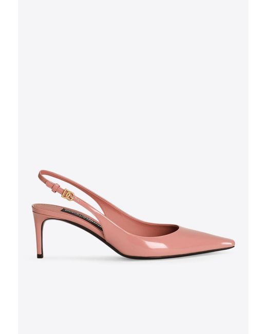 Dolce & Gabbana Pink Mun 90 Polished Leather Slingback Pumps