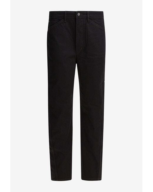 Lemaire Black Twisted Straight-Leg Jeans