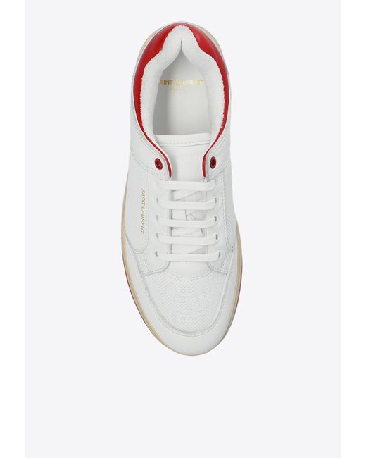 Saint Laurent White Sl/61 Grained Leather Sneakers