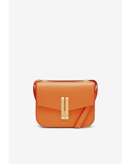 DeMellier London Orange Vancouver Leather Shoulder Bag