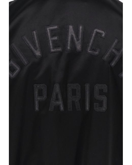 Givenchy Black Cotton And Nylon Jacket With Leather Sleeves for men