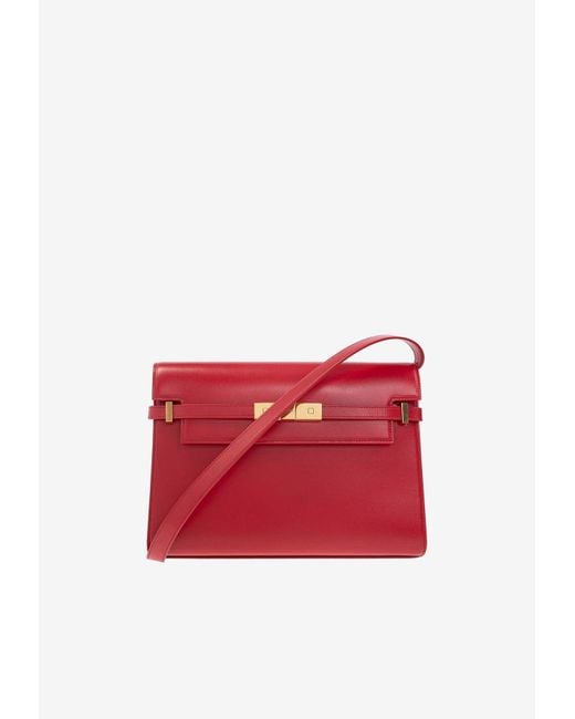 Saint Laurent Red Manhattan Calf Leather Shoulder Bag