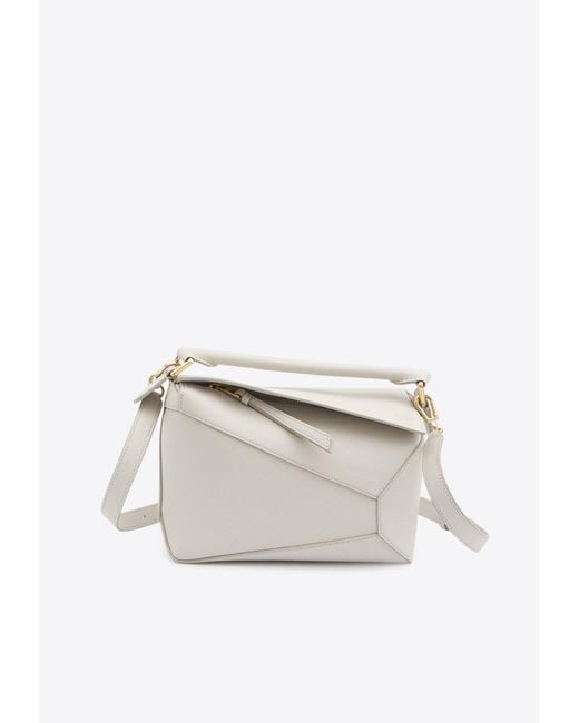 Loewe White Small Mastice Puzzle Edge Crossbody Bag