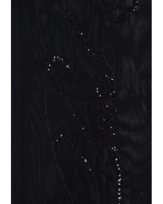 Jean Paul Gaultier Black Sequin-Embellished Mesh Maxi Dress