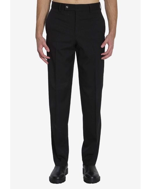 Fendi Black Classic Wool Pants for men