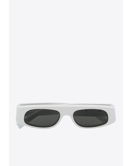 Gucci White Rectangular Acetate Sunglasses