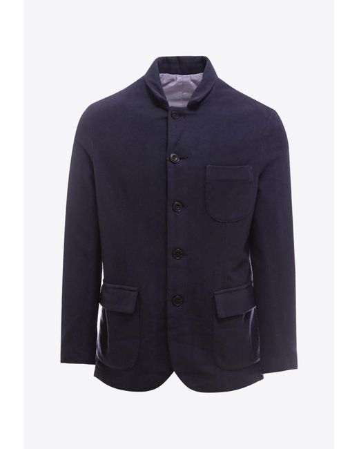 Original Vintage Style Blue Single-Breasted Wool-Blend Blazer for men