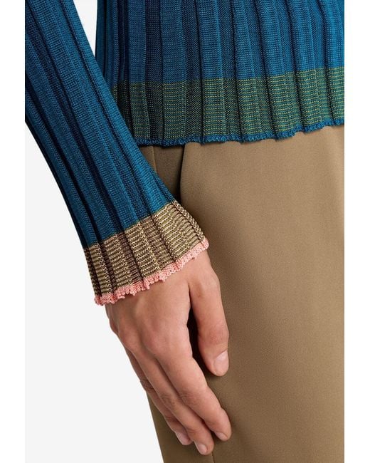 Etro Blue Ribbed Sweater