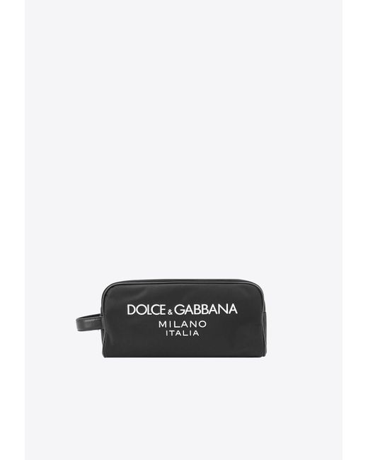 Dolce & Gabbana White Rubberized Logo Toiletry Pouch for men