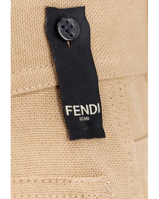 Fendi Natural Logo Patch Bermuda Shorts for men