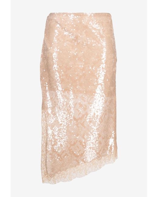 Jonathan Simkhai Natural Amrita Asymmetric Sequined Midi Skirt