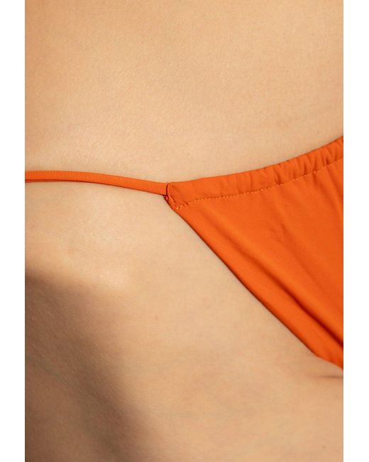 Saint Laurent Orange Drawstring Tanga Bikini Bottom