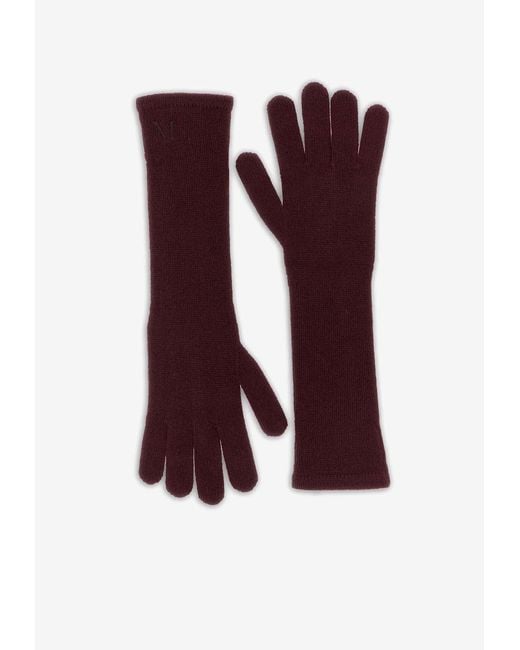 Max Mara Purple Jock Ribbed Embroidered Gloves