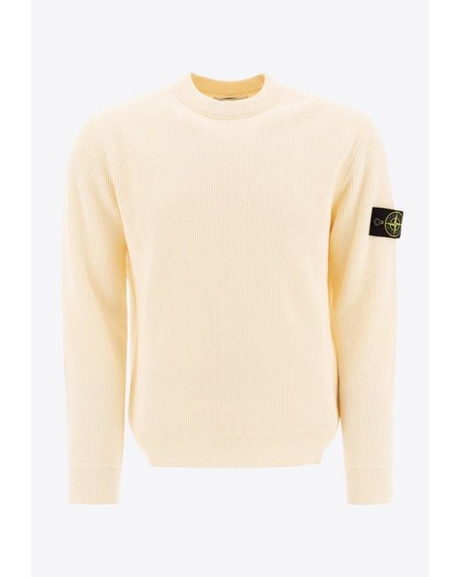 Stone Island Natural Logo-Patched Crewneck Sweater for men