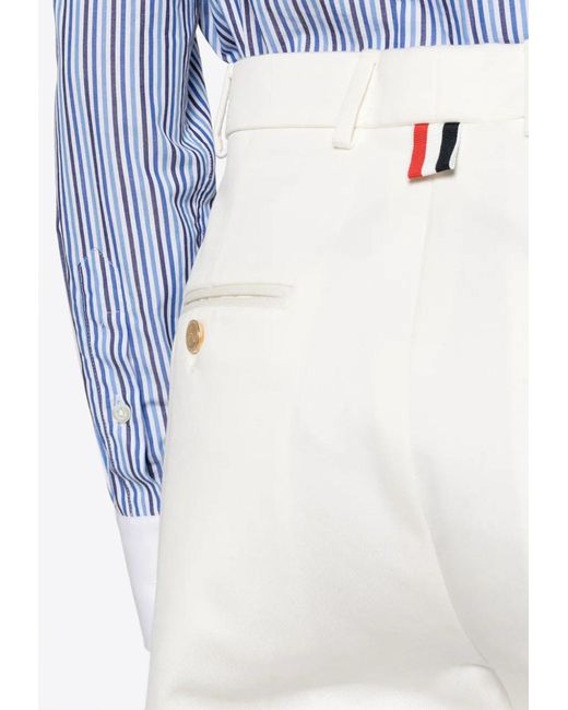 Thom Browne White Grosgrain Loop Cropped Pants