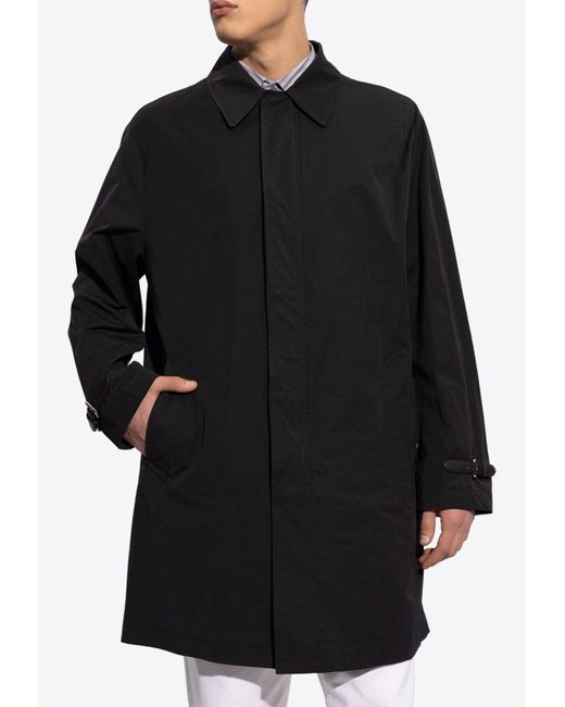 Etro Black Wide Collar Long Coat for men