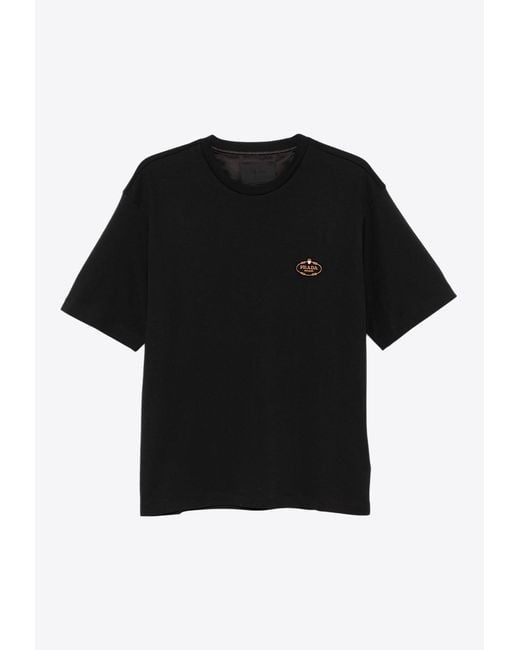 Prada Black Logo Patch T-Shirt for men