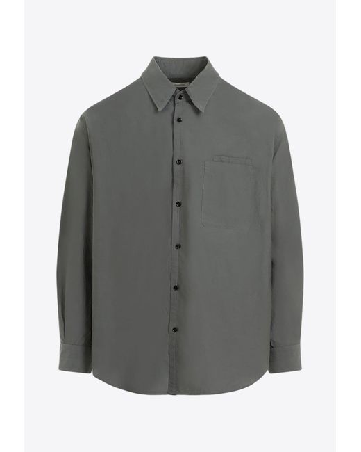 Lemaire Gray Long-Sleeved Solid Shirt for men