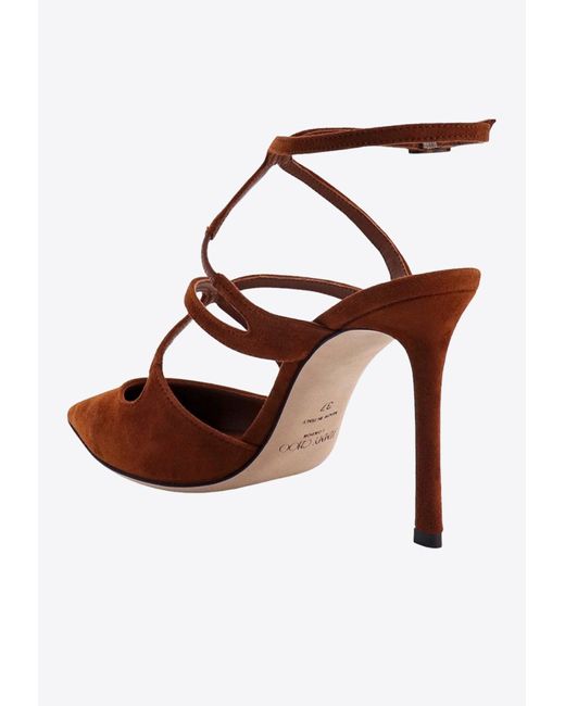 Jimmy Choo Brown Azia 105 Pointed Suede Pumps