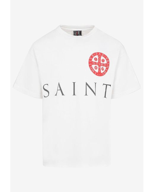 SAINT Mxxxxxx White Short-sleeved Logo T-shirt for men