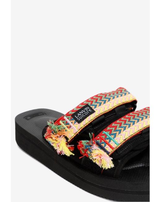 Lanvin X Suicoke Curb Nubuck Sandals in Black for Men | Lyst