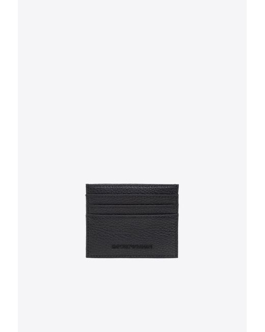 Emporio Armani White Rubberized Logo Leather Cardholder for men