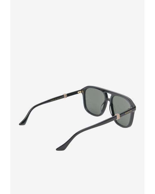 Gucci Gray Square-Shaped Logo Sunglasses for men