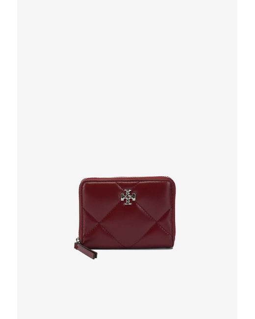 Tory Burch Red Small Kira Quilted Leather Zip-Around Wallet