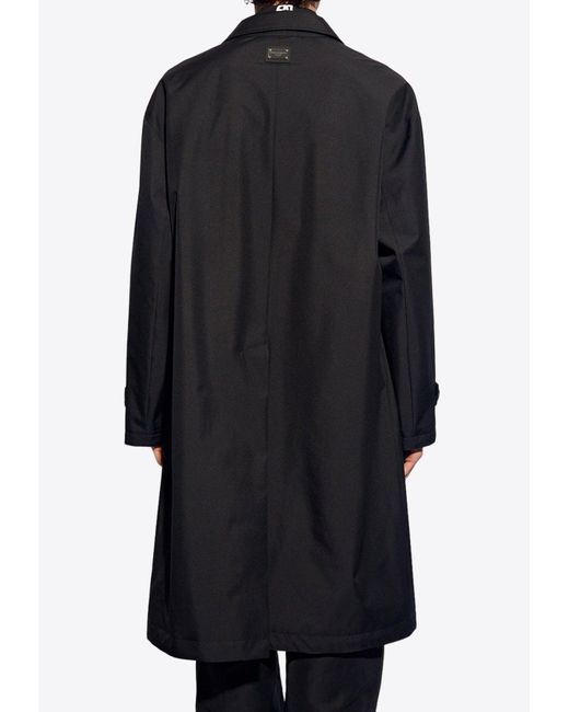 Dolce & Gabbana Black Single-Breasted Trench Coat for men