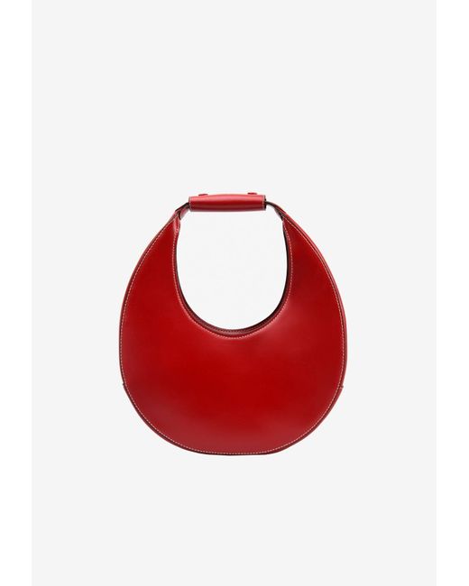 STAUD Moon Calf Leather Hobo Bag in Red | Lyst Canada