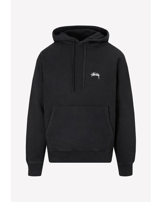 Stussy Black Logo Hooded Sweatshirt for men