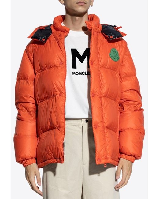 Moncler Orange Cyclone Down Jacket With Detachable Sleeves for men