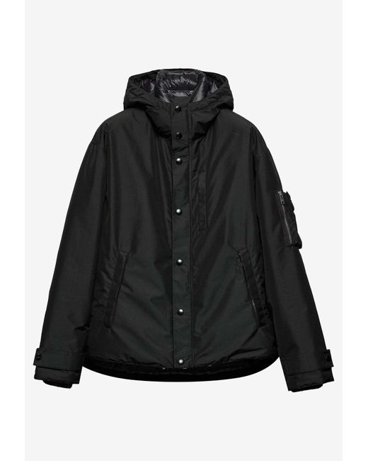 Prada Black Zip-Up Hooded Down Jacket for men