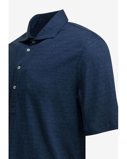 Brunello Cucinelli Blue Basic Polo T-Shirt for men