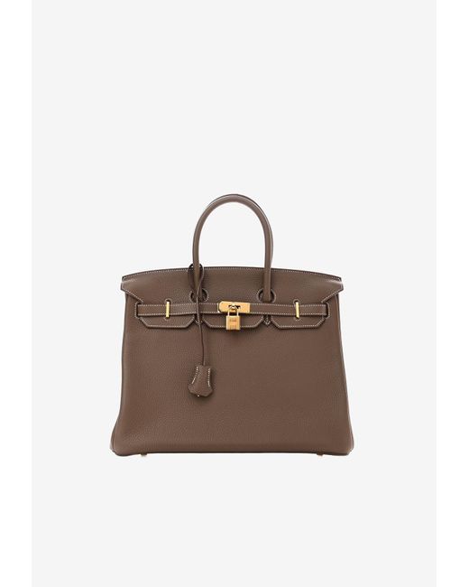 Hermès Brown Birkin 35 In Etoupe Togo Leather With Gold Hardware