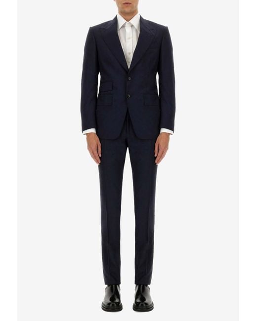 Tom Ford Blue Single-Breasted Wool Suit for men