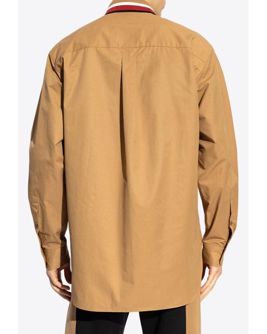 Moschino Natural Logo Patch Button-Up Shirt for men