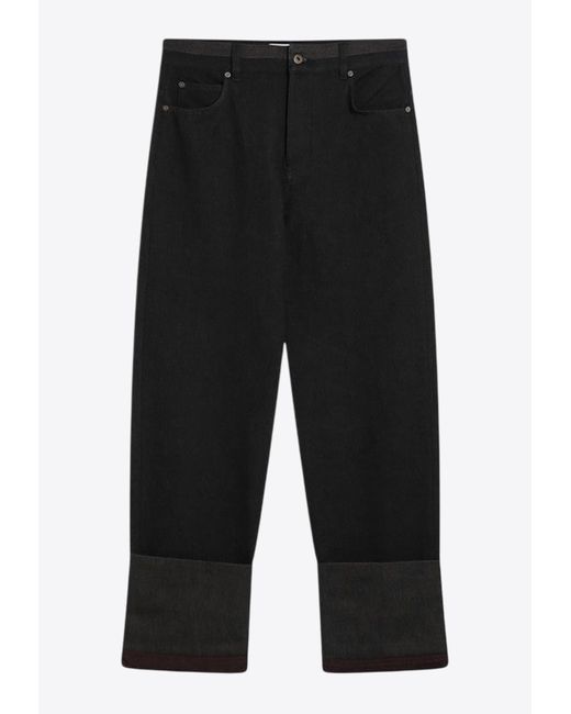 Loewe Black Straight-Leg Turn-Up Jeans for men