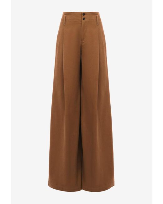 Chloé Brown Wide-Leg Canvas Pants