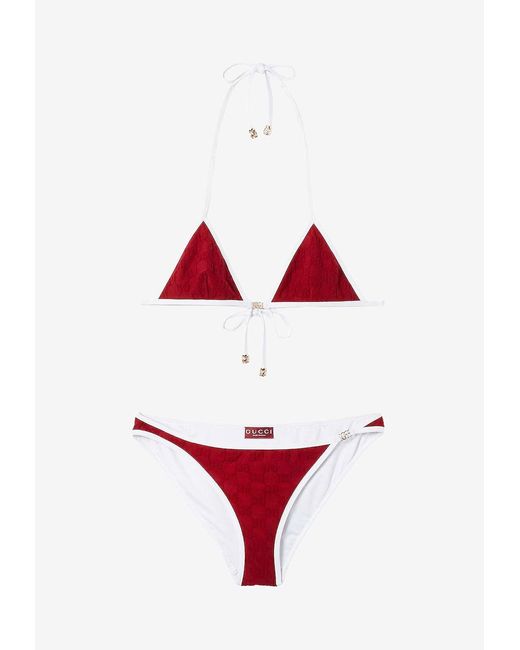 Gucci Red Terry Cloth Halterneck Bikini