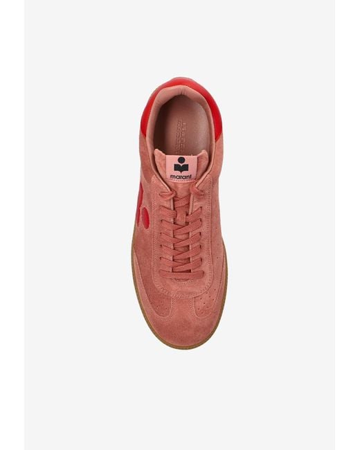 Isabel Marant Red Bryce Suede Low-Top Sneakers