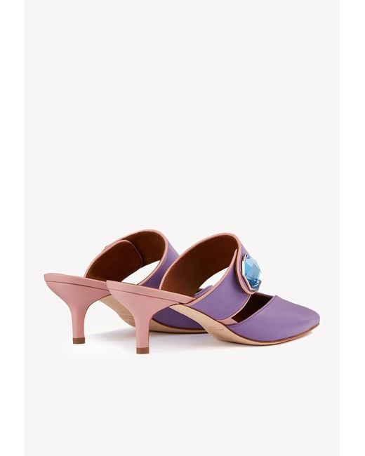 Malone Souliers Purple Lola 45 Crystal-Embellished Mules